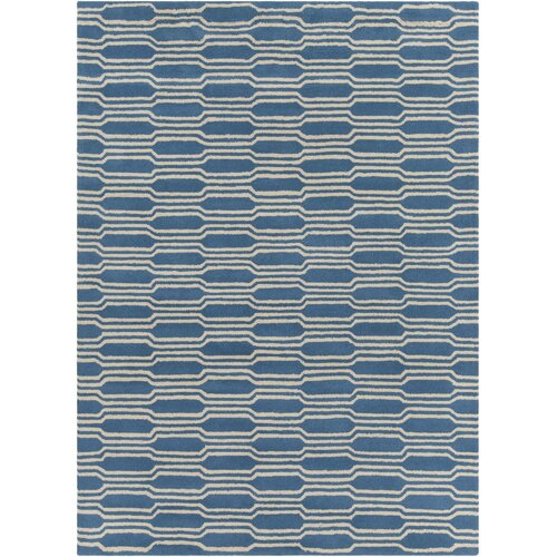 Chandra Rugs Davin Hand Tufted Rectangle Contemporary Aqua/Cream Area