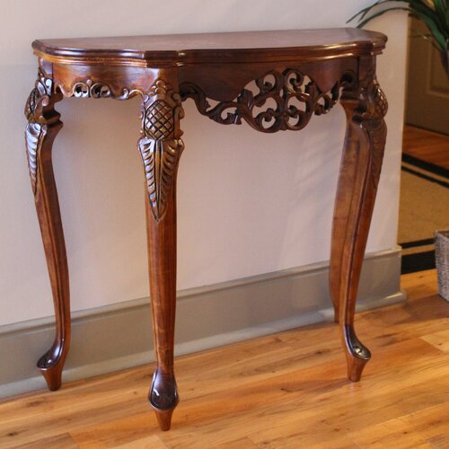 International Caravan Windsor Hand Carved Wood Indoor Console Table