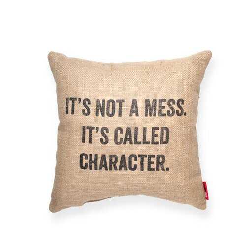 Posh365 Expressive Its Not a Mess Burlap Jute Throw Pillow