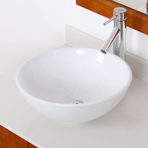 Elite Ceramic Round Bathroom Sink & Reviews Wayfair