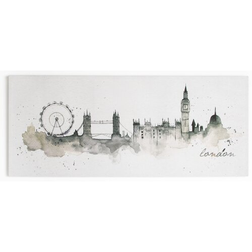 Summer 2015 London Watercolour Painting Print on Wrapped Canvas by