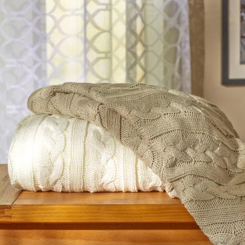 Three Posts Classic Cable Knit Throw Blanket & Reviews Wayfair