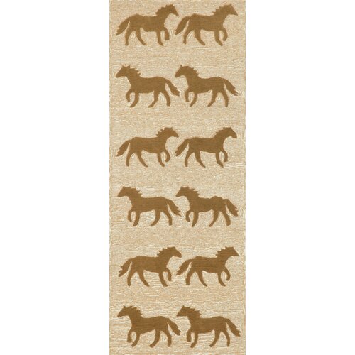 Trans Ocean Rug Frontporch Horses Neutral Indoor/Outdoor Area Rug