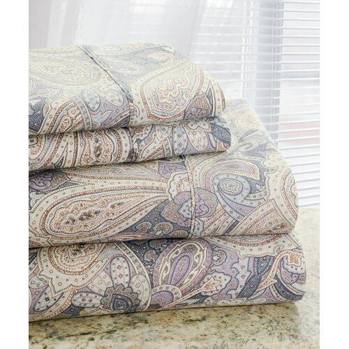 Park Avenue 350 Thread Count 4 Piece Cotton Rich Paisley Printed Sheet