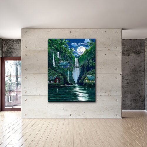 Ready2hangart Moon Over the Falls by David Dunleavy Painting Print