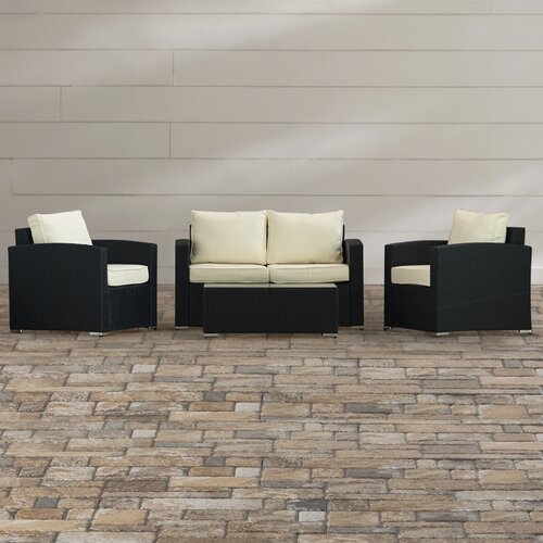 Brayden Studio Badgett 4 Piece Deep Seating Group with Cushions