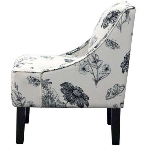 Lark Manor Anas Swoop Arm Chair in Black & White Floral & Reviews Wayfair