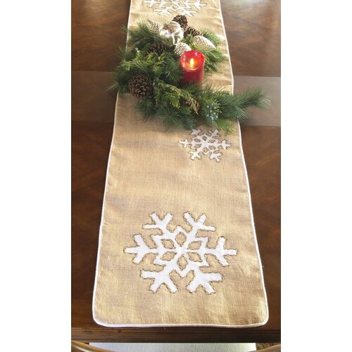 Snowflake Burlap Runner by Farrisilk, Inc.