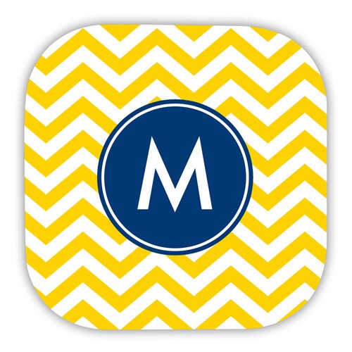 Chevron Single Initial Hard Back Coaster by Boatman Geller