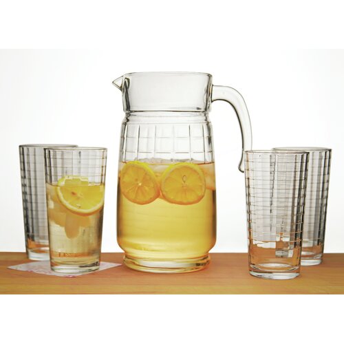 Blackberry 5 Piece 64 oz. Pitcher and 14 oz. Highball Glass Set by Bay