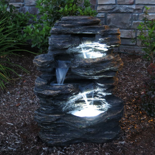 Resin and Fiberglass Rock Waterfall Fountain Wayfair