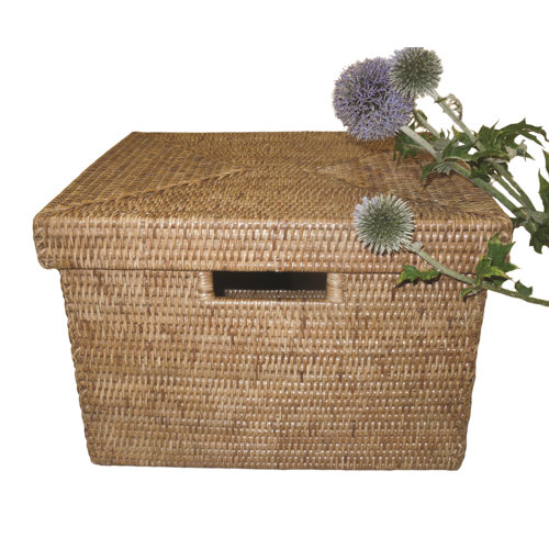 Rattan File Box with Lid and Cutout Handles Wayfair