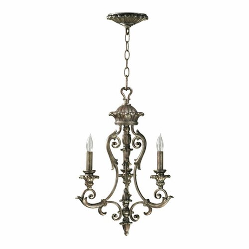 Quorum Barcelona 3 Light Chandelier in Mystic Silver