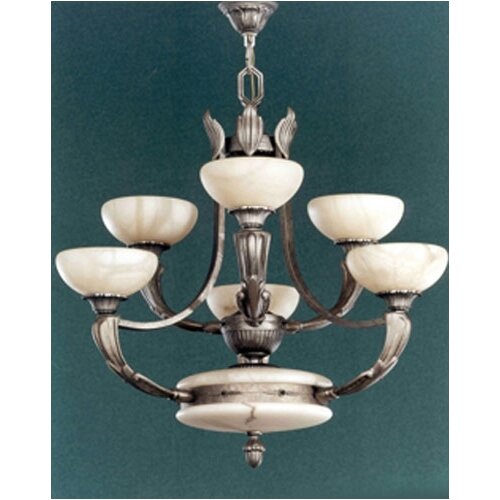 Osma Six Light Chandelier in Satin Leather by Zaneen Lighting