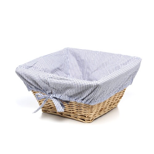 Badger Basket Natural Square Nursery Basket with Navy Gingham Liner