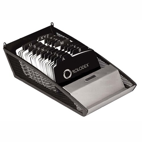 Card File, w/ 300 Ruled Cards, 5x11 1/4x3, Black/Silver