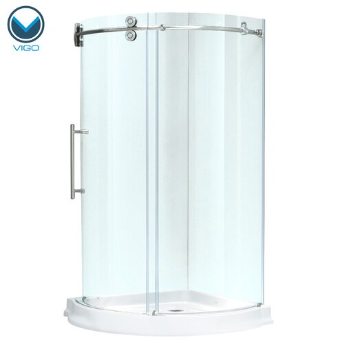 38 W x 38 D x 74.63 H Sliding Door Frameless Round Clear Shower