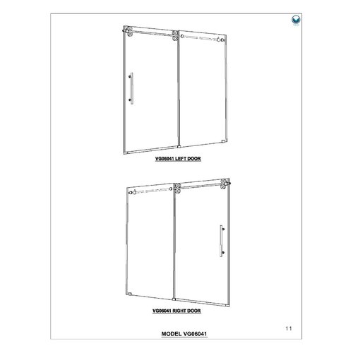 Vigo Elan 74 x 52 Frameless Shower Door 0.375 Clear Glass