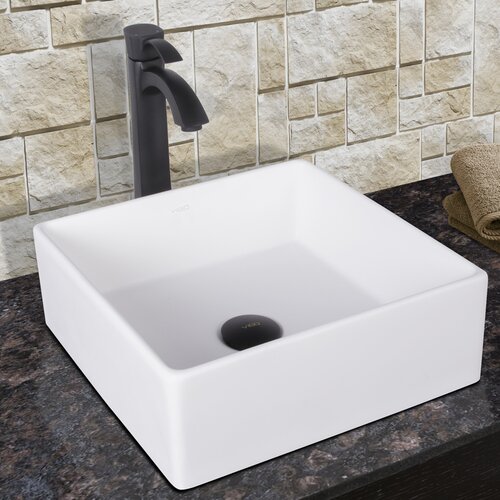 Bavaro Composite Vessel Sink with Otis Bathroom Vessel Faucet by Vigo