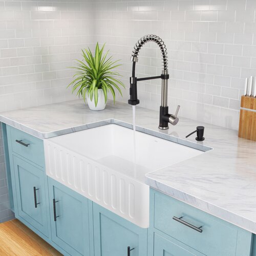 Vigo 30 x 18 Matte Stone Farmhouse Sink