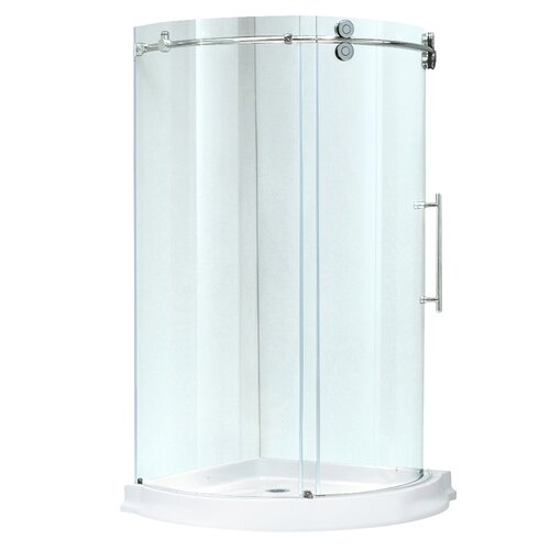 38 W x 38 D x 74.63 H Sliding Door Frameless Round Clear Shower