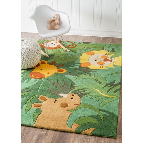 nuLOOM Kinder Safari Friends Green Area Rug