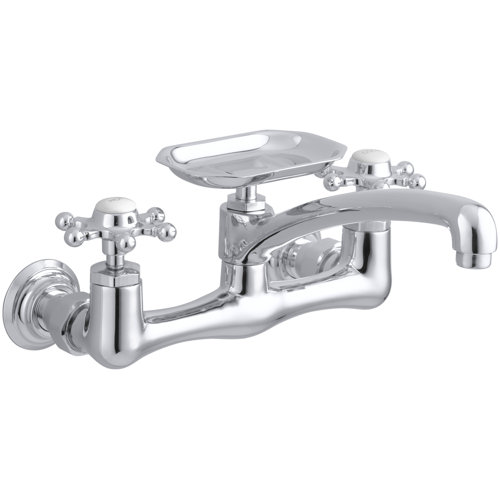 Kohler Antique Two-Hole Wall-Mount Kitchen Sink Faucet with 8