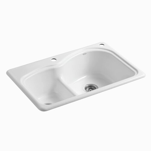 Kohler Woodfield 33 x 22 x 9 5/8 Top Mount Smart Divide Large