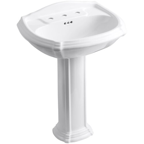 Kohler Portrait Pedestal Bathroom Sink with 8 Widespread Faucet Holes