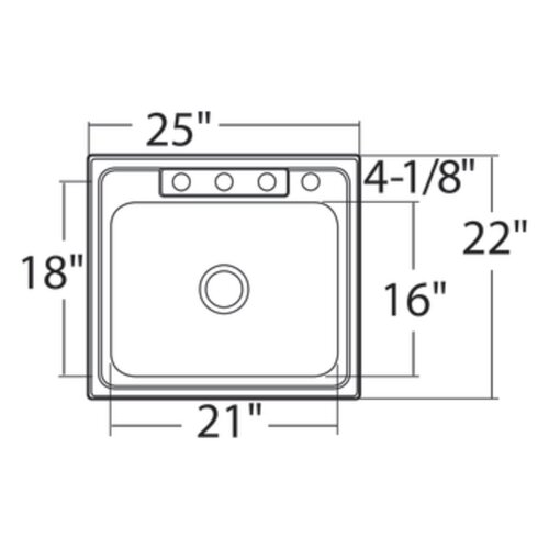 1800 Series Single Bowl Drop In Kitchen Sink