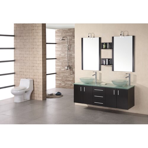 Design Element Modena 61 Floating Double Bathroom Vanity Set with