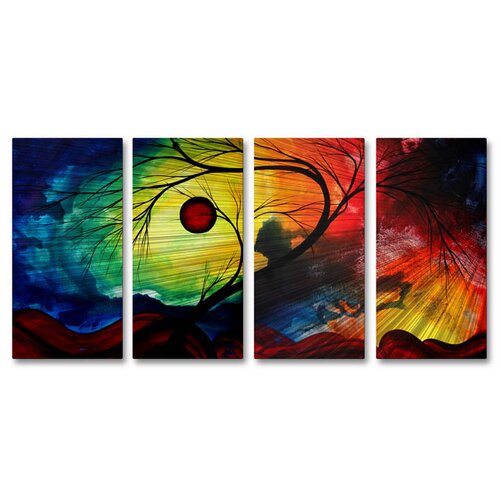 Rainbow Night by Megan Duncanson 4 Piece Original Painting on Metal