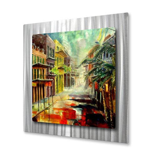 New Orleans Summer Rain by Diane Milsap Original Painting on Metal