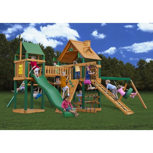 Pioneer Peak with Amber Posts Cedar Swing Set by Gorilla Playsets