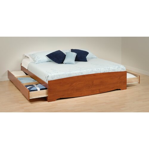 Cherry Monterey King Storage Panel Bed by Prepac