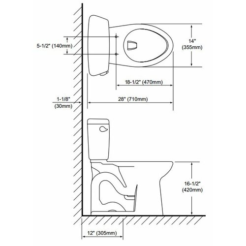 Toto Drake ADA Compliant 1.6 GPF Elongated 2 Piece Toilet