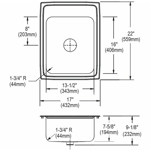 Gourmet 17 x 22 Perfect Drain Kitchen Sink