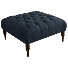 Linen Tufted Cocktail Ottoman