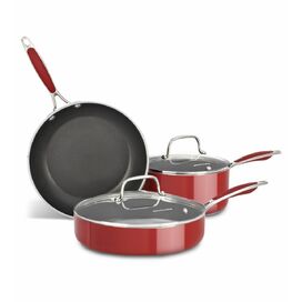 Rachael Ray Stainless Steel 6 Piece Cookware Set with Orange H...