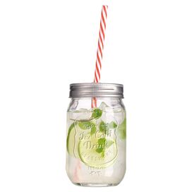 He Ice Cold Mason Jar Glass Glass with Lid & Straw (Set of 6)
