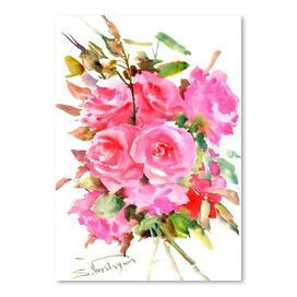 'Pink Bouquet' byLaura Dro Painting Print on Canvas