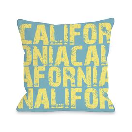California All Over Word Polyester Throw Pillow