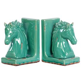Stoneware Horse Bookend Assortment Turquoise (Set of 2)