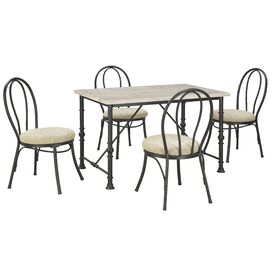 5 Piece Metal and Faux Marble Top Dining Set