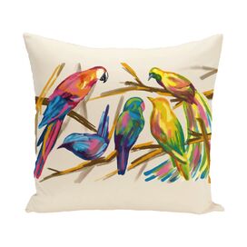 Happy Birds Print Down Throw Pillow