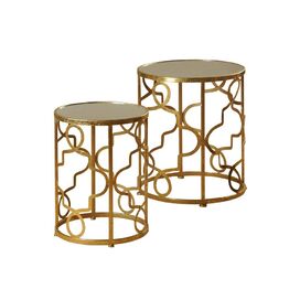 2 Piece Nesting Table Set in Gold