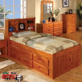 Weston Captain's Bookcase Bed with Storage