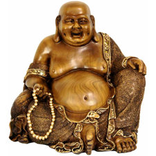 Sitting Hotei Happy Buddha Figurine