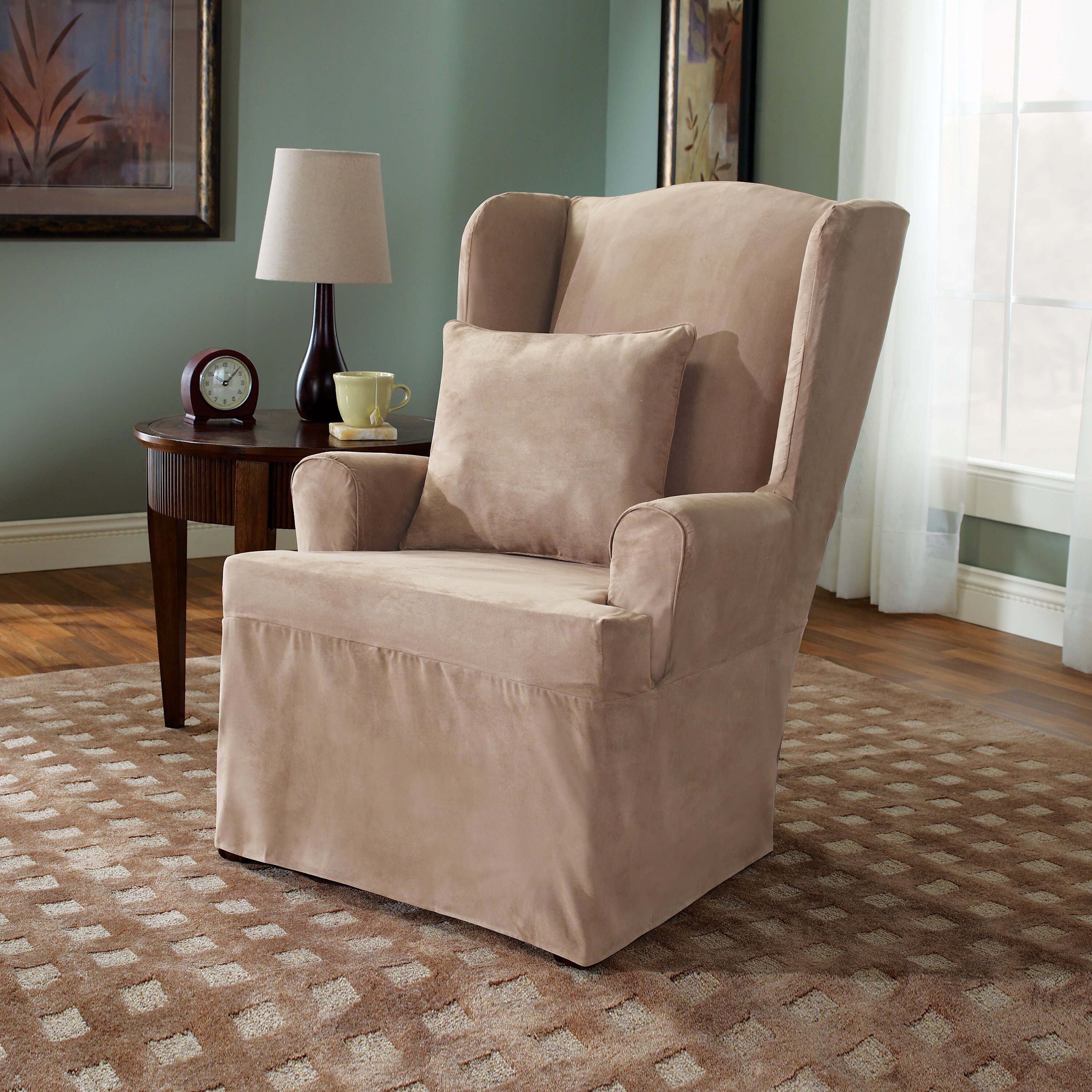 Sure Fit Soft Suede Wing Chair Slipcover & Reviews | Wayfair