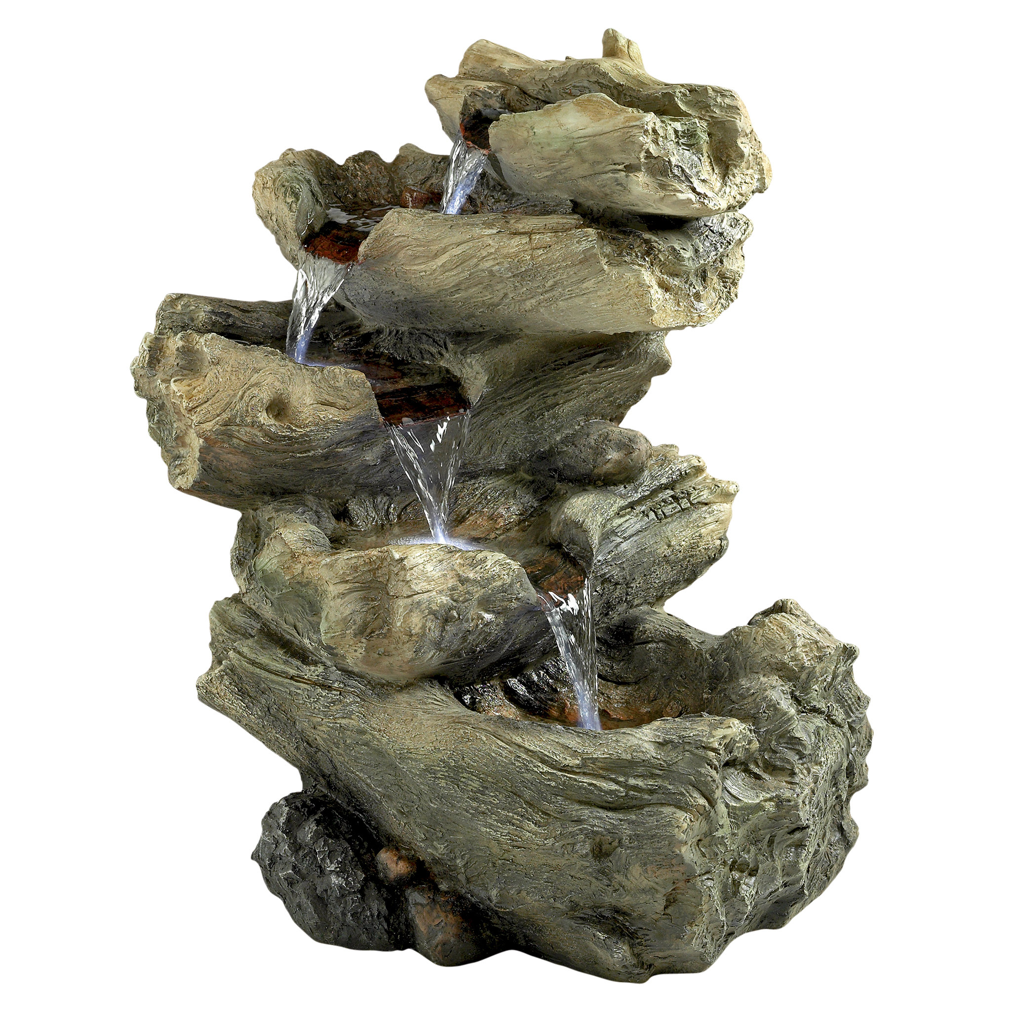 resin turtle cove cascading sculptural fountain with led light